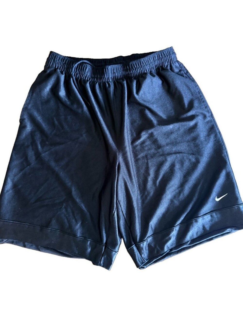Nike Men’s Black Athletic Shorts Swoosh Logo XL 9in Drawstring Elastic